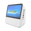 A white portable DVD player with a screen displaying a tropical island scene, set against a white background. Náhľad obrázku produktu