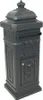 A dark gray cast aluminum pillar mailbox with ornate detailing and a crown-like top. Náhľad obrázku produktu