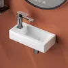 EMKE Lavabo mural en céramique 36.5×18×9 cm - Carré blanc Voir les images du produit 1