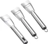 Three stainless steel ice scrapers are arranged diagonally on a white background. Produktbild-Vorschau