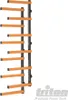 A wall-mounted wood rack with multiple orange shelves. Náhled obrázku produktu