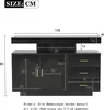A diagram showing the dimensions of a black sideboard. Náhled obrázku produktu