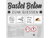 A graphic displaying information about a craft concrete product, including its properties and available sizes. Produktbild-Vorschau