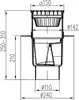 A technical drawing of a drainage system component with dimensions indicated. Voir les images du produit