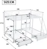 A diagram showing the dimensions of a white metal bunk bed. Produktbild-Vorschau
