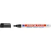 A black Edding 8040 laundry marker with its cap off, placed to the left of the marker. Produktbild-Vorschau