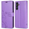A purple flip case for a Samsung Galaxy A05s phone, shown from the front and back. Produktbild-Vorschau