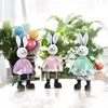 com-four® 3x Dekohase aus Metall - Osterhasen in bunten Produktbild-Vorschau 3