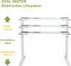 A white electric adjustable height desk frame shown against a white background with text and measurement indicators. Anteprima dell’immagine prodotto