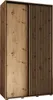 A wardrobe with two sliding doors, one with a wood grain finish and the other with vertical slats. Produktbild-Vorschau