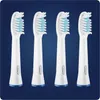 Four white Oral-B toothbrush heads with light blue bristles are arranged in a row against a dark blue background. Podgląd zdjęcia produktu