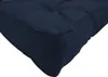 A close-up view of a dark blue cushion, showing its textured fabric and stitched seams. Produktbild-Vorschau