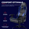 A gaming chair with text and icons highlighting its features. Produktbild-Vorschau