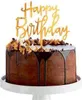 Happy Birthday oro Topper in acrilico 14x10 cm Anteprima dell’immagine prodotto 1