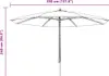 A line drawing of a large outdoor umbrella with dimensions indicated. Voir les images du produit