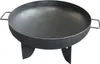 A black metal fire bowl with handles and legs, shown against a white background. Produktbild-Vorschau