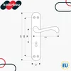 A technical drawing of a door handle with dimensions and branding. Produktbild-Vorschau