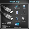 A deleyCON USB-C cable is shown, with various electronic devices it can connect to illustrated on the right side. Produktbild-Vorschau