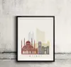 A framed illustration of the Beirut skyline is displayed against a textured concrete wall. Produktbild-Vorschau