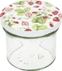 A clear studio shot of a glass jar with a decorative lid. Produktbild-Vorschau