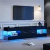 MODFU TV-Schrank Schwarz Hochglanz, TV-Lowboard mit LED und Produktbild-Vorschau 3