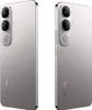 Two views of a silver smartphone are shown against a white background. Voir les images du produit