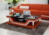 Designer Couchtisch Polster Tisch Leder Glas Moderner Voir les images du produit 3