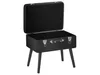 A black suitcase-style storage stool with four wooden legs, shown with its lid open. Náhled obrázku produktu