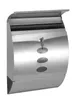 A stainless steel mailbox with a key in the lock. Produktbild-Vorschau