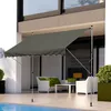 An outdoor patio area with a swimming pool, furniture, and a retractable awning. Produktbild-Vorschau