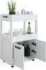 A white roll container with a plant and bottles on it. Podgląd zdjęcia produktu