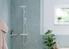 A modern bathroom with a shower, plants, and a window. Voir les images du produit