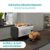 A toaster with bread in it, along with some rolls on a stand, on a kitchen counter. Produktbild-Vorschau