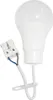 A white LED bulb with a white base and a white wire attached to a connector with blue and brown wires. Produktbild-Vorschau