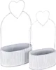 Deko Schale oval Metall Herz Weiß Vintage 2er-Set Tischdeko Produktbild-Vorschau 1