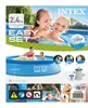Collage of images showing an Intex Easy Set pool, people enjoying it, and its accessories. Náhled obrázku produktu