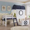Kinder-Etagenbett mit Dach, Fenster & Rollschublade, Kiefer Produktbild-Vorschau 3