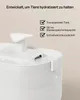 Close-up of a pet water fountain with text highlighting its features. Produktbild-Vorschau