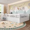 A child's bedroom with a white bed and colorful decor. Anteprima dell’immagine prodotto