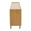 A side view of a wooden sideboard with black legs against a white background. Náhľad obrázku produktu