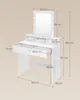 A diagram of a white vanity table with dimensions indicated by measurement lines and text. Produktbild-Vorschau
