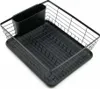 A black dish rack with a detachable utensil holder sits on a white background. Produktbild-Vorschau