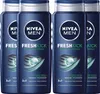 Nivea Men Fresh Kick Duschgel 500ml kühlend Menthol 3in1 Produktbild-Vorschau 8