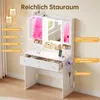 Schminktisch mit LED-Spiegel & Vitrine | 80 cm breit | USB Produktbild-Vorschau 3