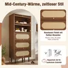 Commode haute aspect noyer avec rotin, 5 abattants, 80 x Voir les images du produit 7