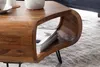 Close-up of a wooden coffee table with a storage compartment and metal legs. Produktbild-Vorschau