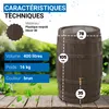 4rain Récupérateur d'eau de pluie Tonneau VINO 400L brun Voir les images du produit 3