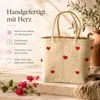 Rice Raffia Tasche mit roten Herzen, handgefertigter Natur Produktbild-Vorschau 7