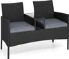 COSTWAY Gartenbank mit Tisch, 2-Sitzer Polyrattan Sitzbank, Produktbild-Vorschau 1