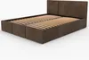 A brown upholstered bed frame with a slatted mattress base, shown from a diagonal angle against a white background. Podgląd zdjęcia produktu